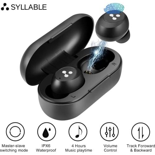 Original Touch SYLLABLE S103 Bluetooth V5.0 Earphones Master-Slave Switching Mode Wireless Headset Volume Ccontrol Earbuds