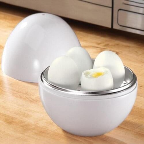 Egg Steamer Practical 4 Eggs Capacity Egg-shaped Simple White Microwave Egg Boiler for Breakfast Egg-shaped egg cooker