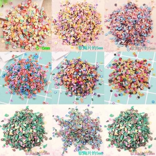 30g 5MM Mix DIY Resin polymer clay fruit charms, mini Soft ceramics butterfly leaf decoration ornament kawaii craft scrapbooking