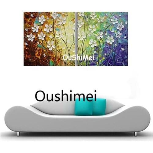 Hand Wall Painting Flower Paintings Knife Picture On Canvas Abstract Oil Painting 2pcs Landscape Pictures For Room