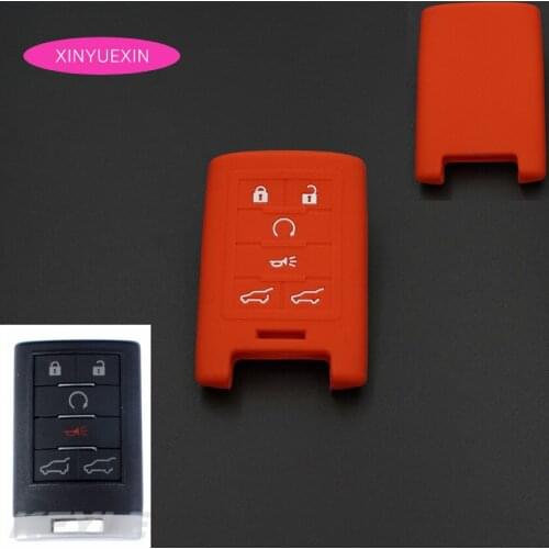 Xinyuexin Silicone Rubber Key Cover For Cadillac Escalade CTS ATS Smart Key Case For Car 6 Buttons Car Styling Shell Cover