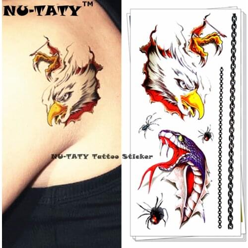 Nu-TATY Fierce Snake Hawk 3d Temporary Tattoo Body Art Flash Tattoo Stickers 19*9cm Waterproof Tatoo Home Decor Wall Sticker