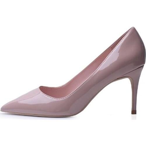 Dress Women Pumps Sexy Party Shoes Nightclub Patent Leather Slip On 8CM Thin High Heels Pointed Toe Shallow Women Shoes 2020