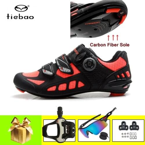 Tiebao Road bike shoes carbon men women zapatillas ciclismo self-locking breathable hard sole superstar riding bicycle sneakers