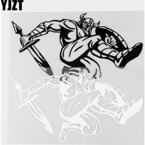 YJZT 11.0×17.4CM Creative Car Stickers Pirates With Sword And Shield Vinyl Decals Decorated In Black / Silver 20C-0309