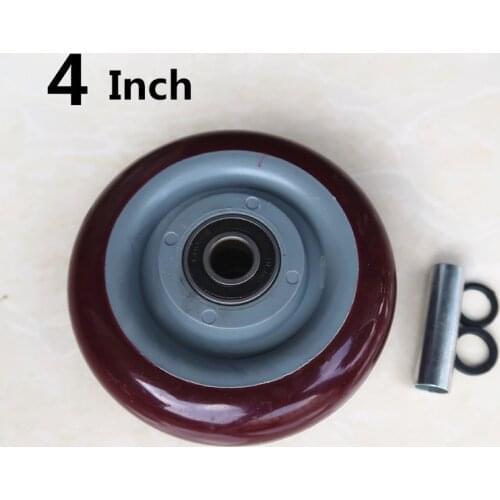 4 Inch Single Wheel Caster Jujube Red Double Bearing Pu Wear-resistant Flat Driver Cart
