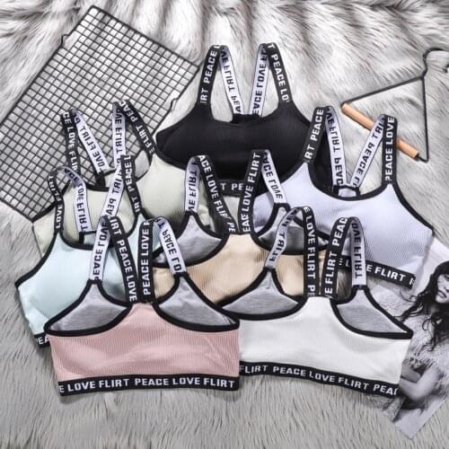 1Pc New Letter Cotton Sports Yoga Bra Top Push Up Fitness Running Bra Underwear Sport Tops For Women Gym Wear Solid Sportswear