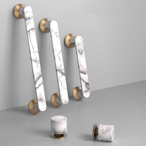 1Pc Light Luxury Marble Handle Solid Wardrobe Cabinet Cupboard Door Knob Handles Modern Minimalist Knob Pulls Furniture Diy