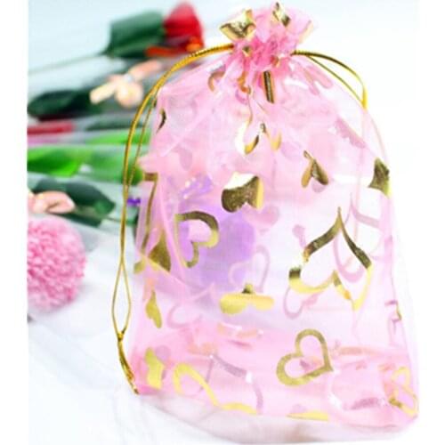 100Pcs 7*9 cm Heart Wedding Gift Organza bag Jewelry Packaging Display & Jewelry Pouches Storge Bag