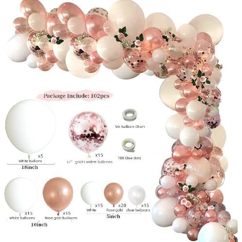102pcs/set Rose Gold Latex Balloon Arch Garland Kit Wedding Birthday Party Decoration Peach Ballon Kids Baby Shower Globos