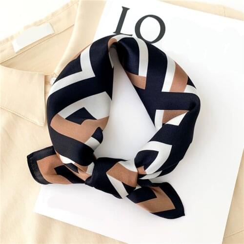 2021 Spring Real Silk Scarf Women Small Square Hairband Neck Scarves Design Print Foulard Female Bandana 53*53cm Kerchief