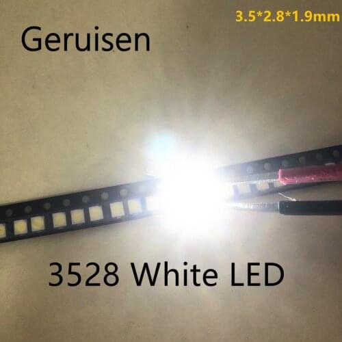 500PCS/lot 0.2W SMD 2835 LED Lamp Bead 21-25lm White SMD LED 3528 Cool white Beads LED Chip DC3.0-3.4V Freeshipping Sale-Seller