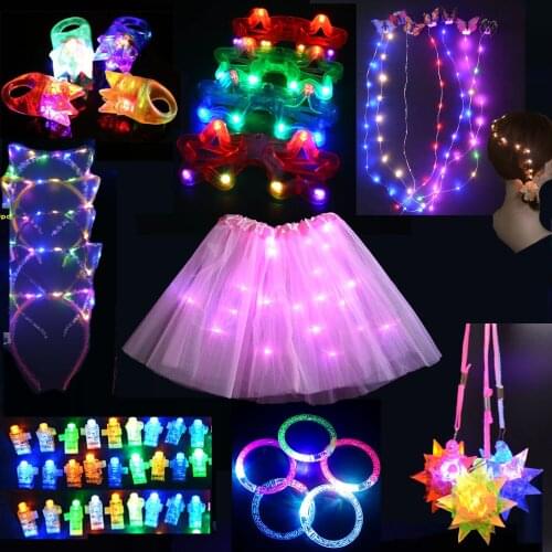 59pcs Glow Party Favors, Light Up Toys for Kids Girls Princess Birthday Party, LED Glow Flashing Rings Bracelets Glasses Skirt