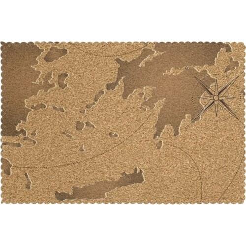 6 PCS Placemat Vintage Cork Map Fabric Table Mats Tableware Kitchen Tool Table Mats