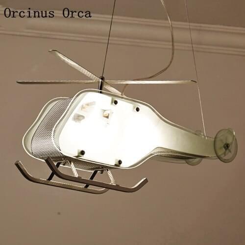 American Cartoon LED Helicopter Chandelier Boys Bedroom Childrens Room Light Modern Creative Iron Aircraft Chandelier
