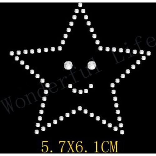 Free shipping Smiley Starfish Iron on Rhinestone Diamantes Transfer rhinesotne iron on heat transfer crystal strass