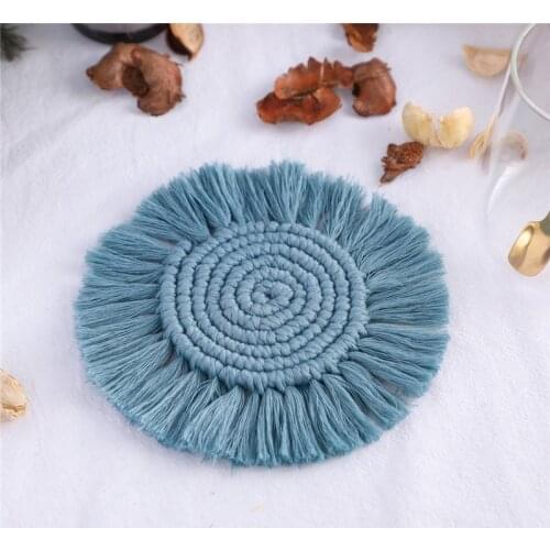 Bohemian hand-woven tassel coaster placemat home table cloth decorative cup mat