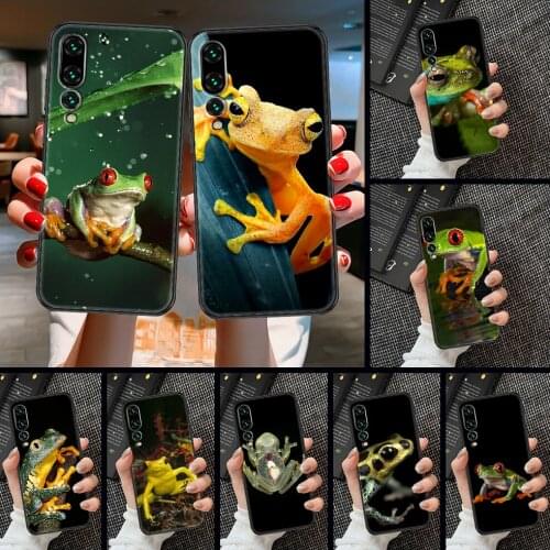 Cartoon frog Phone case For Huawei P Mate P10 P20 P30 P40 10 20 Smart Z Pro Lite 2019 black art back pretty waterproof silicone