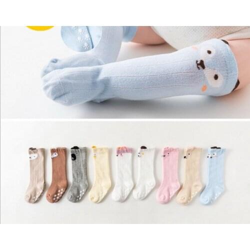 DHL 500pair baby tube socks cartoon animal combed cotton anti-skid glue newborn infant kids children socks