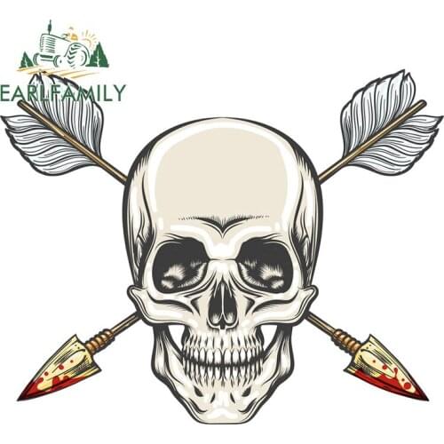 EARLFAMILY 13cm x 10.4cm For Pirate Bandana Skull Waterproof Car Sticker Laptop Decals Sunscreen Creative Sticker Decor