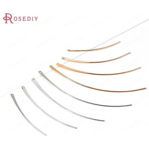 F588)20 pieces 4cm 5cm 6cm 7cm Gold Color Brass Curved Rod Charms Pendants Diy Jewelry Findings Earring Accessories Wholesale