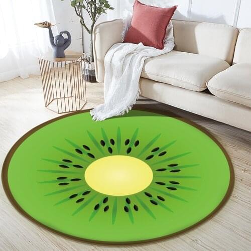 Real Kiwi Pattern Flannel Carpet Round Anti-Skid Area Floor Mat 3D Rug Non-slip Mat Dining Room Living Room Soft Bedroom Carpet