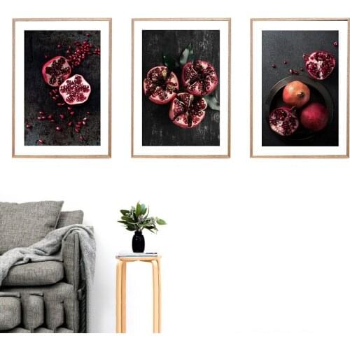 Red Pomegranate Fruit Canvas Poster Nordic Wall Art Print Painting Modern Decorative Picture Living Room Decoration