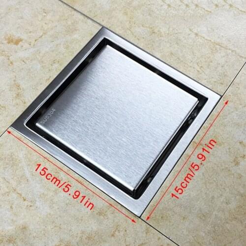 Stainless Steel 15x15cm Square Shower Floor Drain Tile Insert Grate Invisible P31A