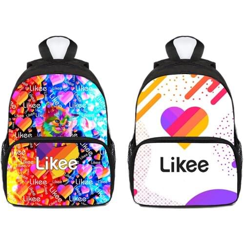 Likee Schoolbag 3D Printed Likee App Backpack Likee School Bag Kids Zipper Kindergarten Russia Type 13 Inch Bookbag