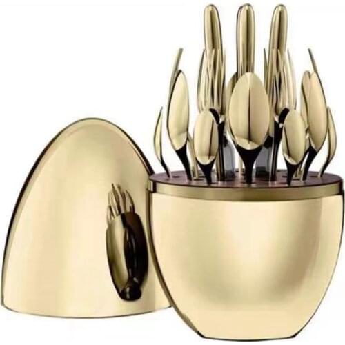 Home Furnishings Trendy 24pcs Knife Fork Cutlery Set Plating Stainless Steel Egg Tableware Kit Kitchen Accessories
