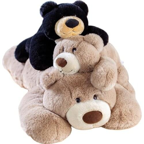 30/50/70CM Lula Bear Kawaii Super Soft Animals Plush Toy Lying Brown Black Bear Bed Sofa Home Decor Cushion Xmas Gift For Kids