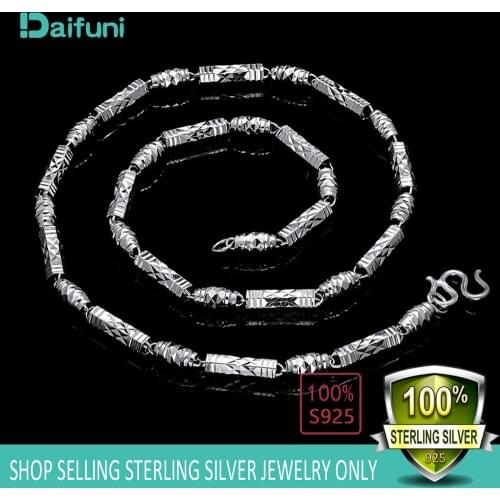 S925 Sterling Silver Men Actor Necklace Fashion Beaded Necklace Hip Hop Style Cuban Bamboo Jewelry Men Birthday Gift