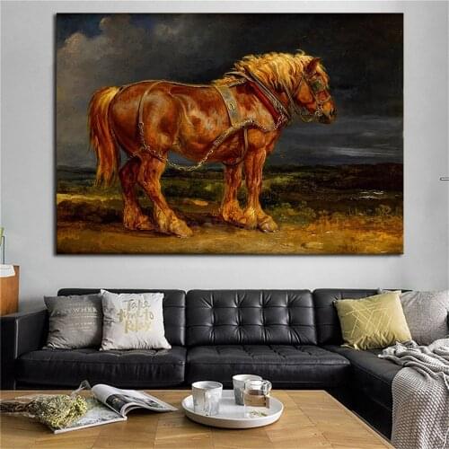 Belgian Draft Horse Workhorse Animal Nordic Style Wall Art Canvas Painting Poster Abstract Print Picture For Living Room Home