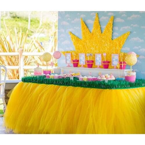 Birthday Party Table Skirts Super Peng Mesh Around Wedding Dessert Decorated skirts for tables european tasseled tablecloths