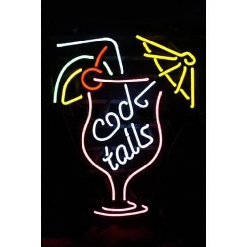 Cocktails Glasses Umbrella Neon Sign Custom Handmade Real Glass Tube Bar KTV Store Drink Advertise Display Neon Signs 14"X17"
