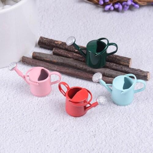 New Arrival 1/12 Metal Watering Can Garden miniature Decoration for Children Kids Dolls Acces Dollhouse Miniature Furniture