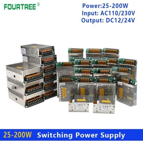 Switching Power Supply Light Transformer AC 110V 230V To DC 12V/24V Power Supply Source Adapter 25W 50W 75W 100W 120W 150W 200W