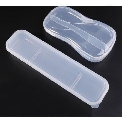 Portable Transparent Plastic Tableware Case Spoon Fork Storage Box Cutlery Organizer Travel GXMA