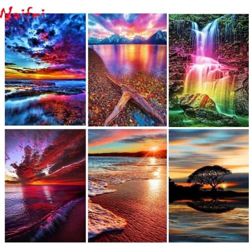 Natural scenery Diamond Painting Landscape 5D DIY Diamond Embroidery Full Square round Drill Seaside Sunset Picture home decor