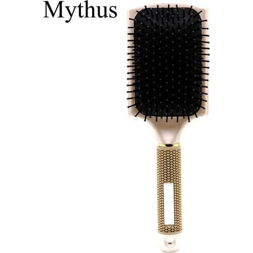 Professional Rubber Handle Paddle Hairbrush No Slip Air Bag Hair Massage Brush For Human And Wig Hair Styling Accessories Tools