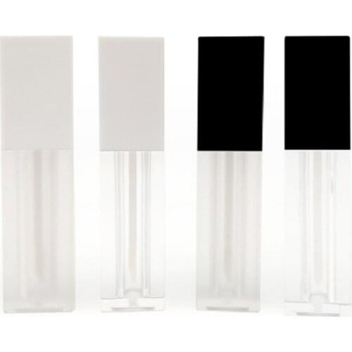 Empty 5 ML Lip Gloss Containers Plastic Square Frosted Clear Cosmetic Container Makeup Lip Gloss Tubes with logo 50pcs/lot