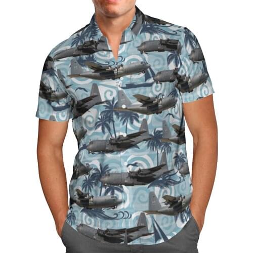 Plane Print Short Sleeve Shirts For Men Loose Cardigan Button Shirts Plus Size Hawaiian Style Summer 2021 Ventilated Shirt Q36
