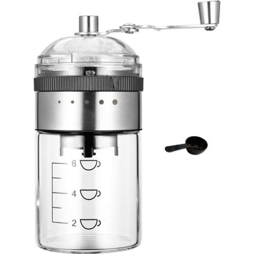 Manual Coffee Grinder with Adjustable,Portable Hand Crank Coffee Bean Mill for Home Use,Camping with Spoon