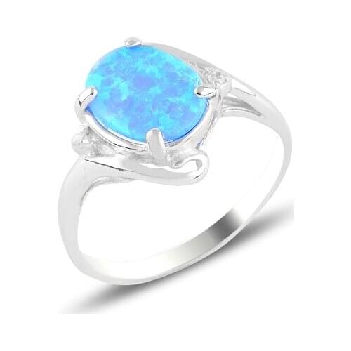 Silver 925 Sterling Opal & Zircon Crystal Ring