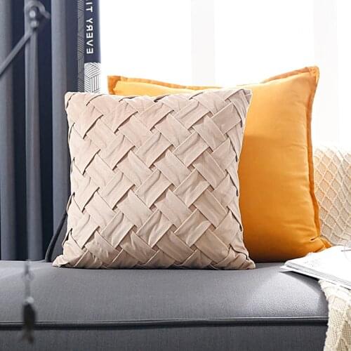 Modern Minimalist Pillow Woven Nordic Velvet Sofa Cushion Living Room Backrest Cushion Pillowcase Home