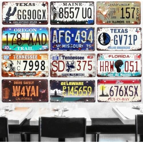 Texas Car Number License Plates Vintage Metal Tin Signs Home Decor Bar Garage Cafe Motorcycle Decorative Plates USA Art Posters