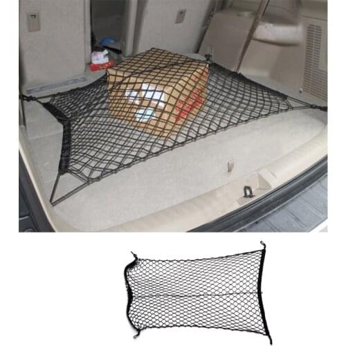 100x70cm Universal Car Luggage Storage Cargo Organizer Nylon Elastic Mesh Net w/4 Hooks