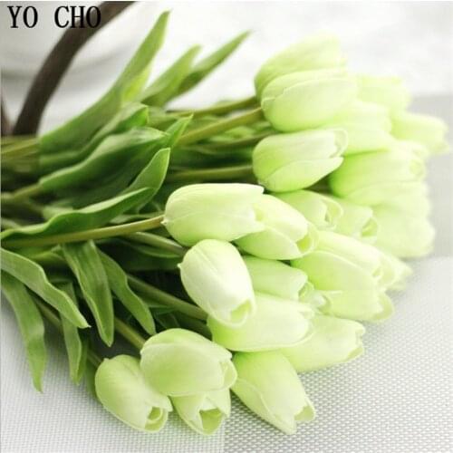 YO CHO 31 PCS/LOT Tulips Artificial Flowers Plants For Home Garden Wedding Party Decoration PU Fake Flower Bridal Bouquet DIY