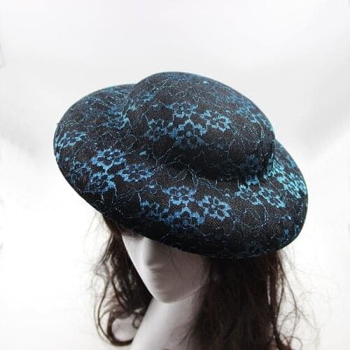 High End Women Hat Base Lace Embroidery Flower Pattern Vintage Ladies DIY Fascinator Hat Accessories Big 31Cm DIY Headwear