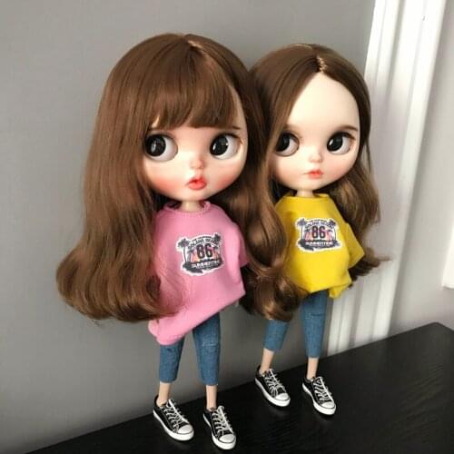 1 Set Blythe Doll Clothing T-shirt + Jeans Fashion Pants Clothes for Barbie Blythe Doll 30 cm 1/6 Bjd Dolls Accessories